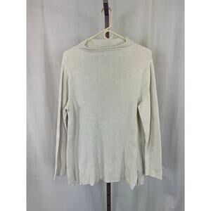 J. Jill Large Long Sleeve Mockneck Oatmeal Lightweight Sweater Silk Wool Blend